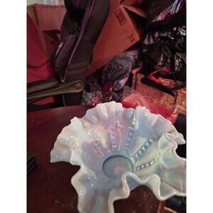 Vintage Fenton Blue Pinched Glass Bowl